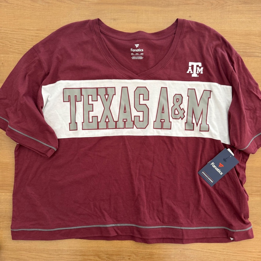 Fanatics Texas A&M Aggies Women 2XL V-Neck Crop Top Maroon White